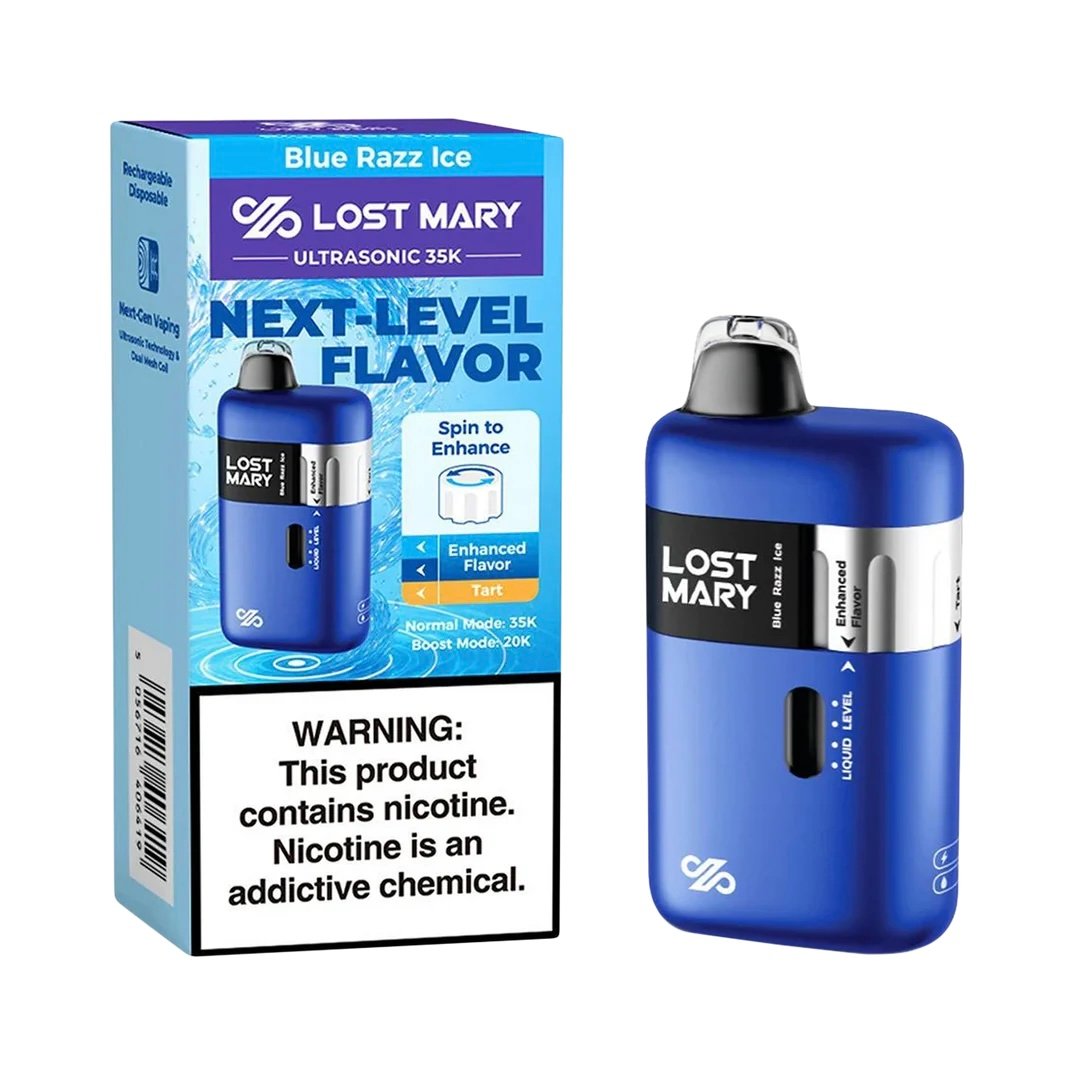LOST MARY ULTRASONIC 35K PUFF – BLUE RAZZ ICE DISPOSABLE VAPE