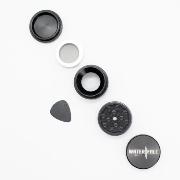 43mm-4-PieceGrinder-Black-5.jpg Waterfall 4-Piece Dry Herb Grinder with Removable Screen – Gloss (43mm)