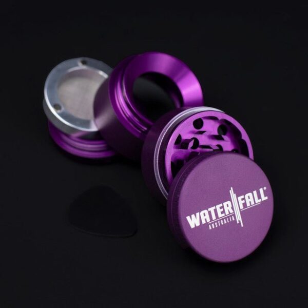 43mm-4-PieceGrinder-MattePurple-2.jpg Waterfall 4-Piece Dry Herb Grinder with Removable Screen – Matte (43mm)