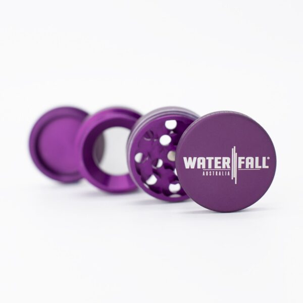 43mm-4-PieceGrinder-MattePurple-5.jpg Waterfall 4-Piece Dry Herb Grinder with Removable Screen – Matte (43mm)