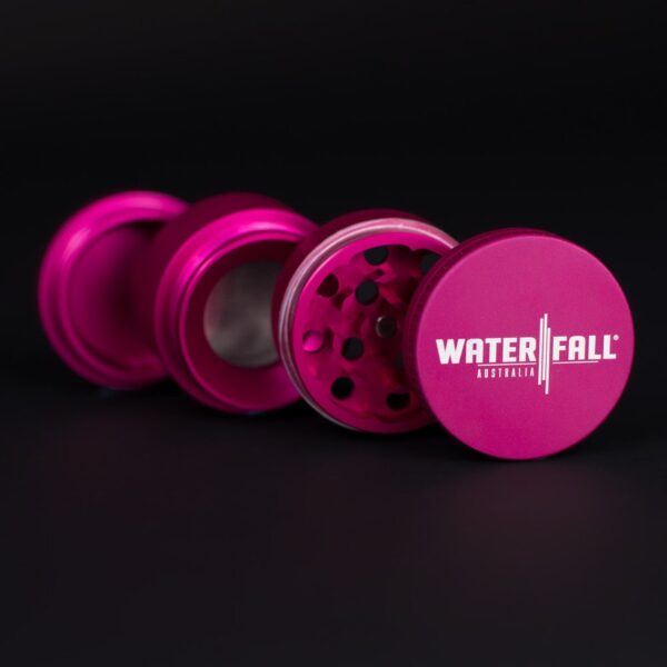 43mm-4-PieceGrinder-Pink-2.jpg Waterfall 4-Piece Dry Herb Grinder with Removable Screen – Matte (43mm)