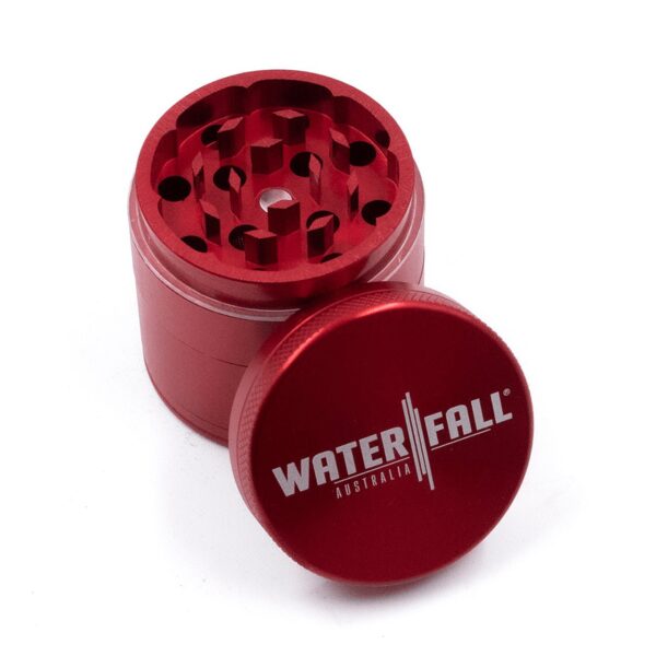 43mm-4-PieceGrinder-Red-1.jpg Waterfall 4-Piece Dry Herb Grinder with Removable Screen – Gloss (43mm)