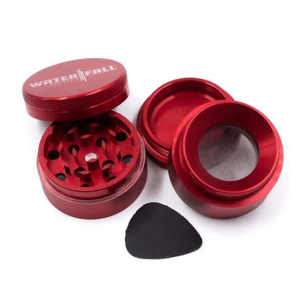 43mm-4-PieceGrinder-Red-3.jpg Waterfall 4-Piece Dry Herb Grinder with Removable Screen – Gloss (43mm)