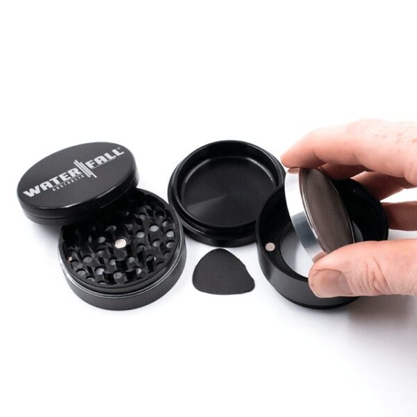 63mm-4-PieceGrinder-Black-6.jpg Waterfall 4-Piece Dry Herb Grinder with Removable Screen (63mm)